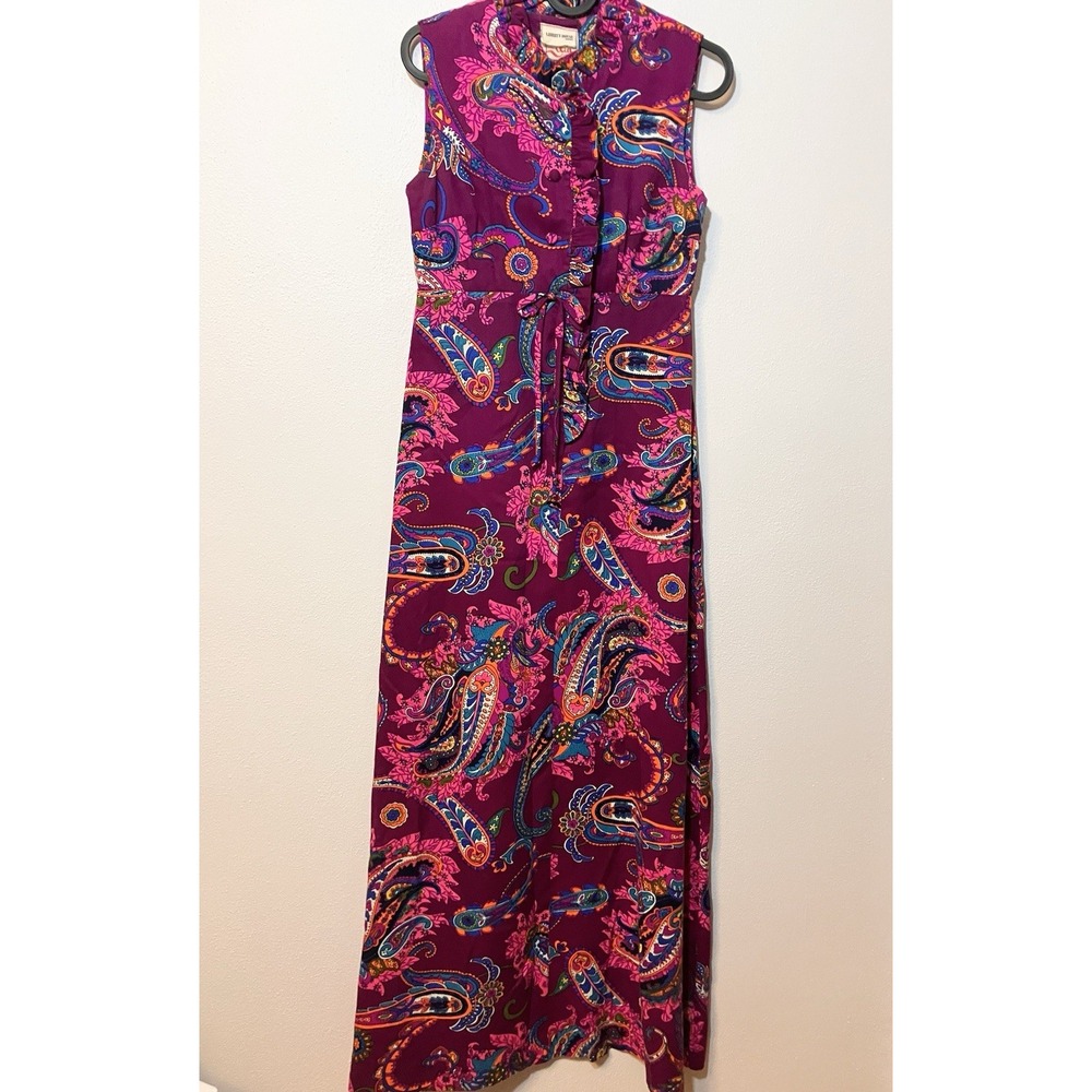 VNTG Liberty House Hawaii Paisley Boho Floral Psychedelic Floral Dress 70 XS S - Picture 2 of 9